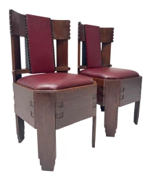Two Art Deco Amsterdamse School Side Chairs Eibink & Snellebrand Style, 1920s